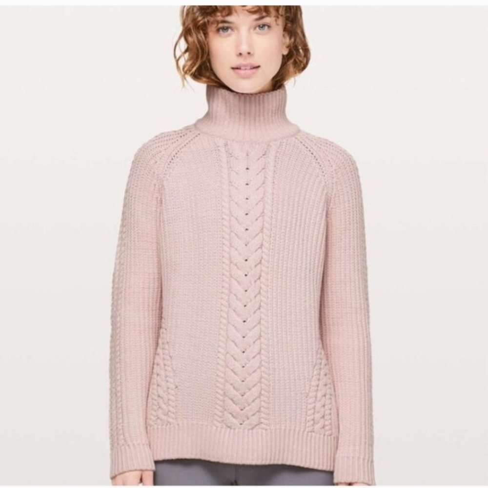 Lululemon Athletica Bring The Cozy‎ Pink Sweater, Thick Cotton, Size 10, Skiing